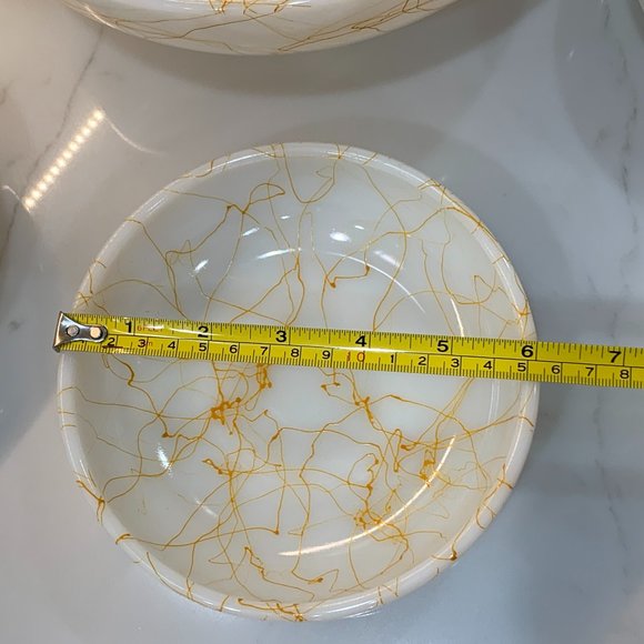 Fantastic Vintage Hazel Atlas Milk Glass Butterscotch Drizzle Serving Bowl Set - Picture 5 of 15